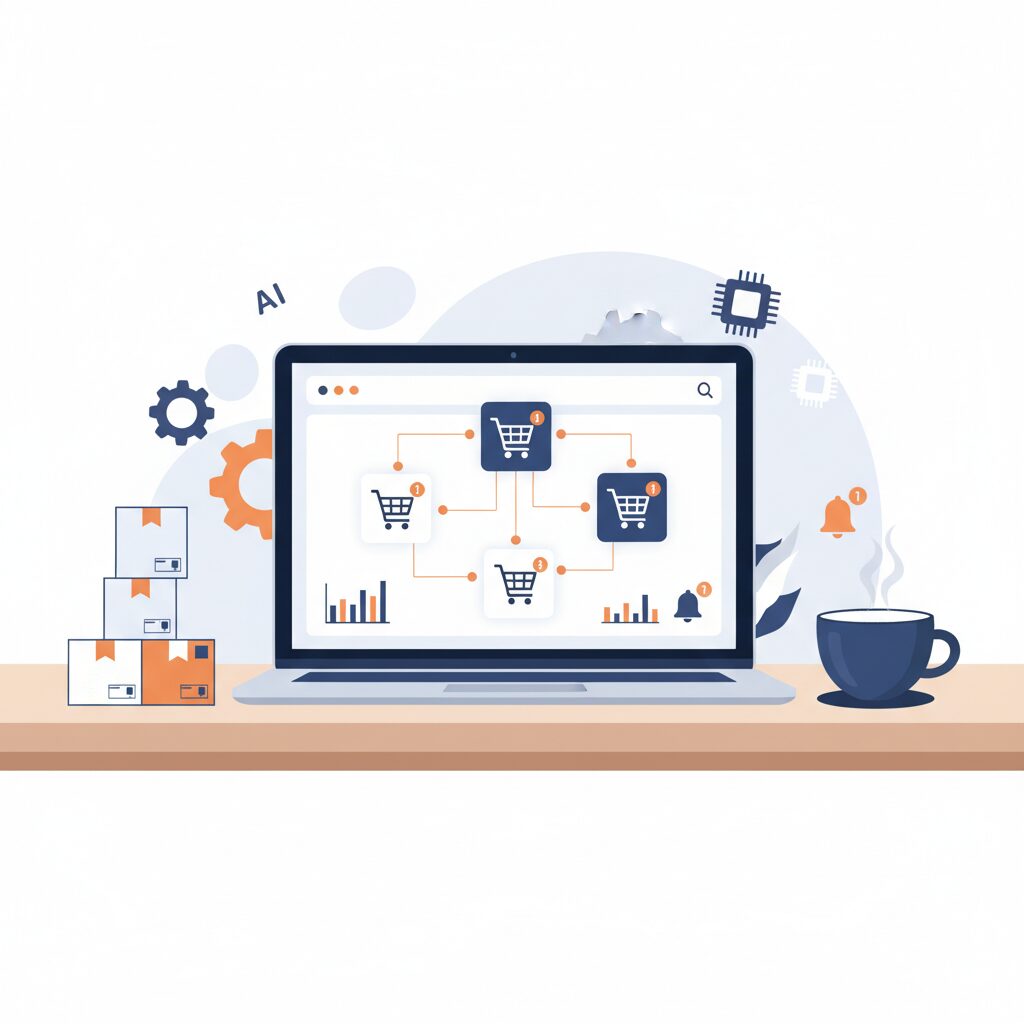 EC受注処理を自動化するマルチモール一元管理のイメージ図