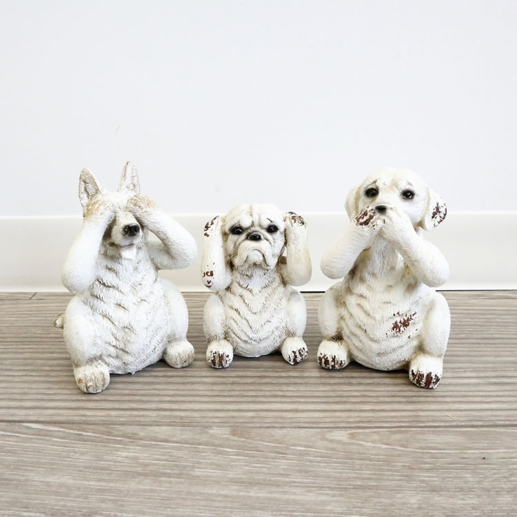 【直送可】販促品、ノベルティーにも♪　犬　置物　3個セット [1セット] 【3個セット まとめ買い ポイント消化】