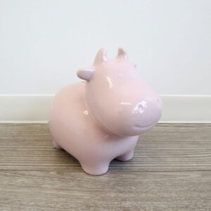 【直送可】かわいい陶器製 陶器貯金箱 ウシ ライトピンク [1点] 【3個セット まとめ買い ポイント消化】